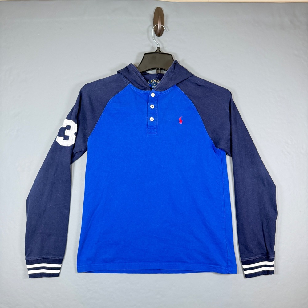 Polo Ralph Lauren Hoodie Youth XL
(18-20) Blue Pullover Big Pony #3 Pocket
